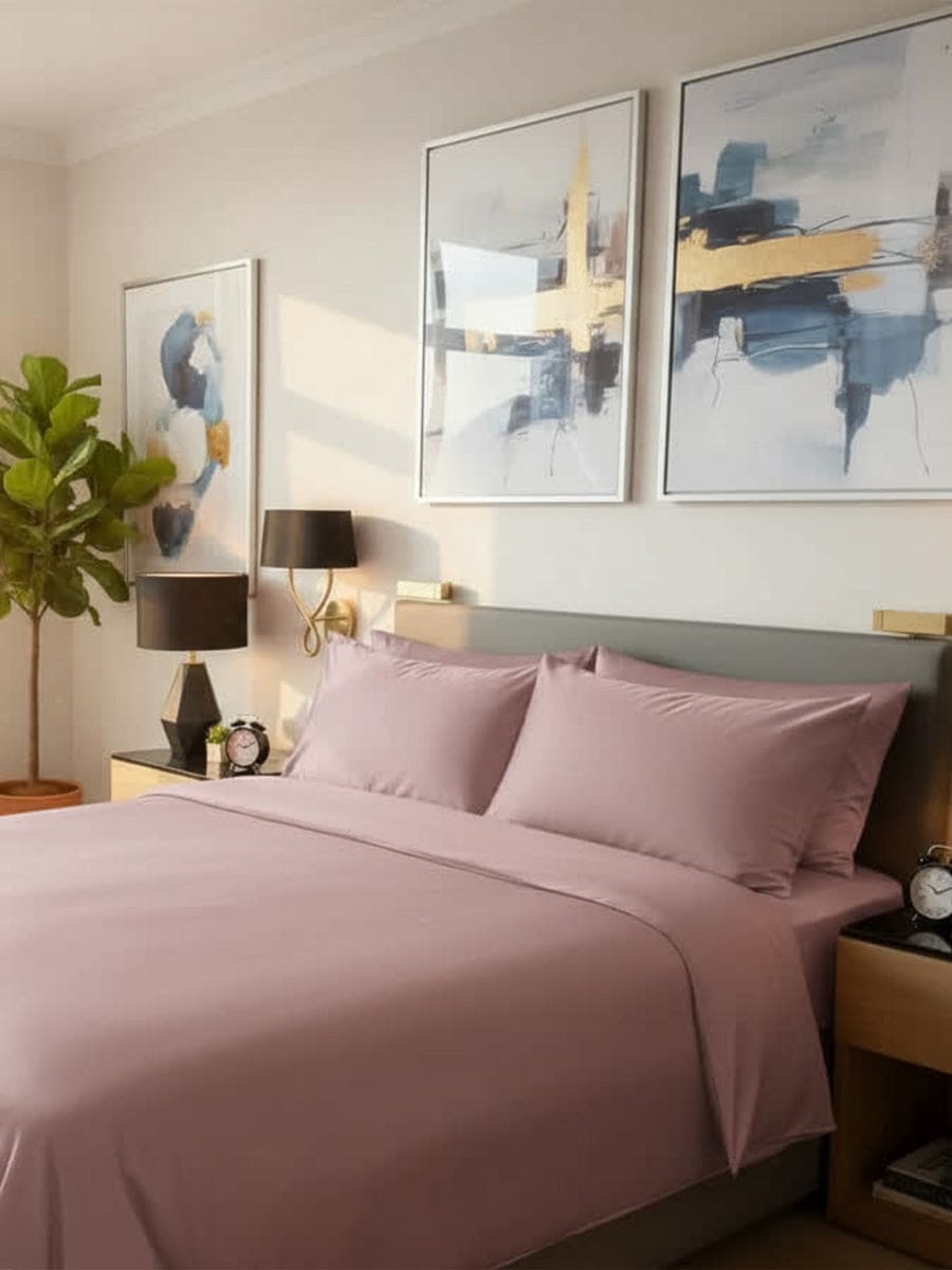 Completo Letto In Raso Di Puro Cotone Camelia - Daltex