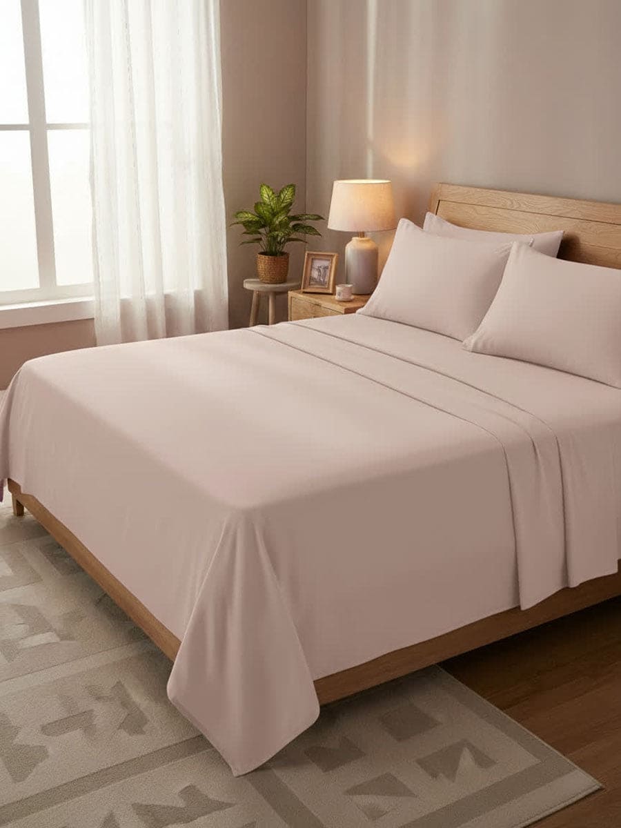 Completo Letto In Puro Cotone Naturale Tinta Unita Essenza - Daltex