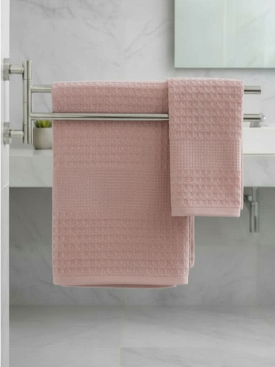 Coppia Asciugamani In Cotone Naturale Nido Tinta Unita - Daltex