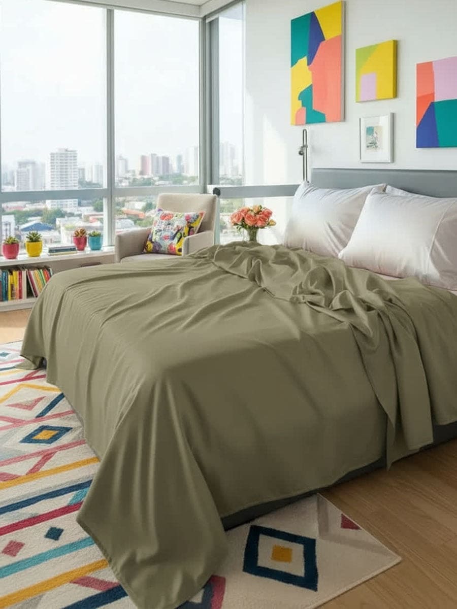 Lenzuolo Sopra In Puro Cotone Naturale Tinta Unita Essenza - Daltex