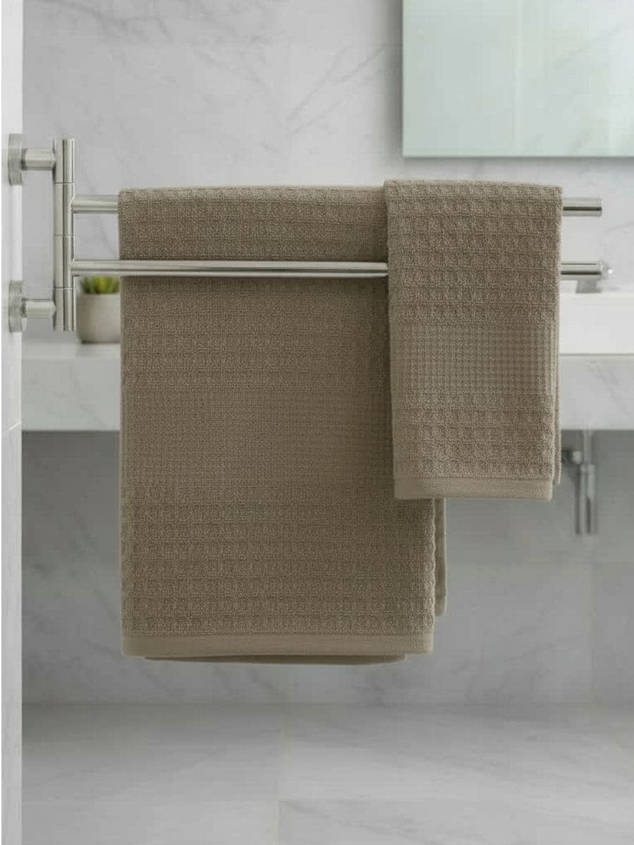 Coppia Asciugamani In Cotone Naturale Nido Tinta Unita - Daltex