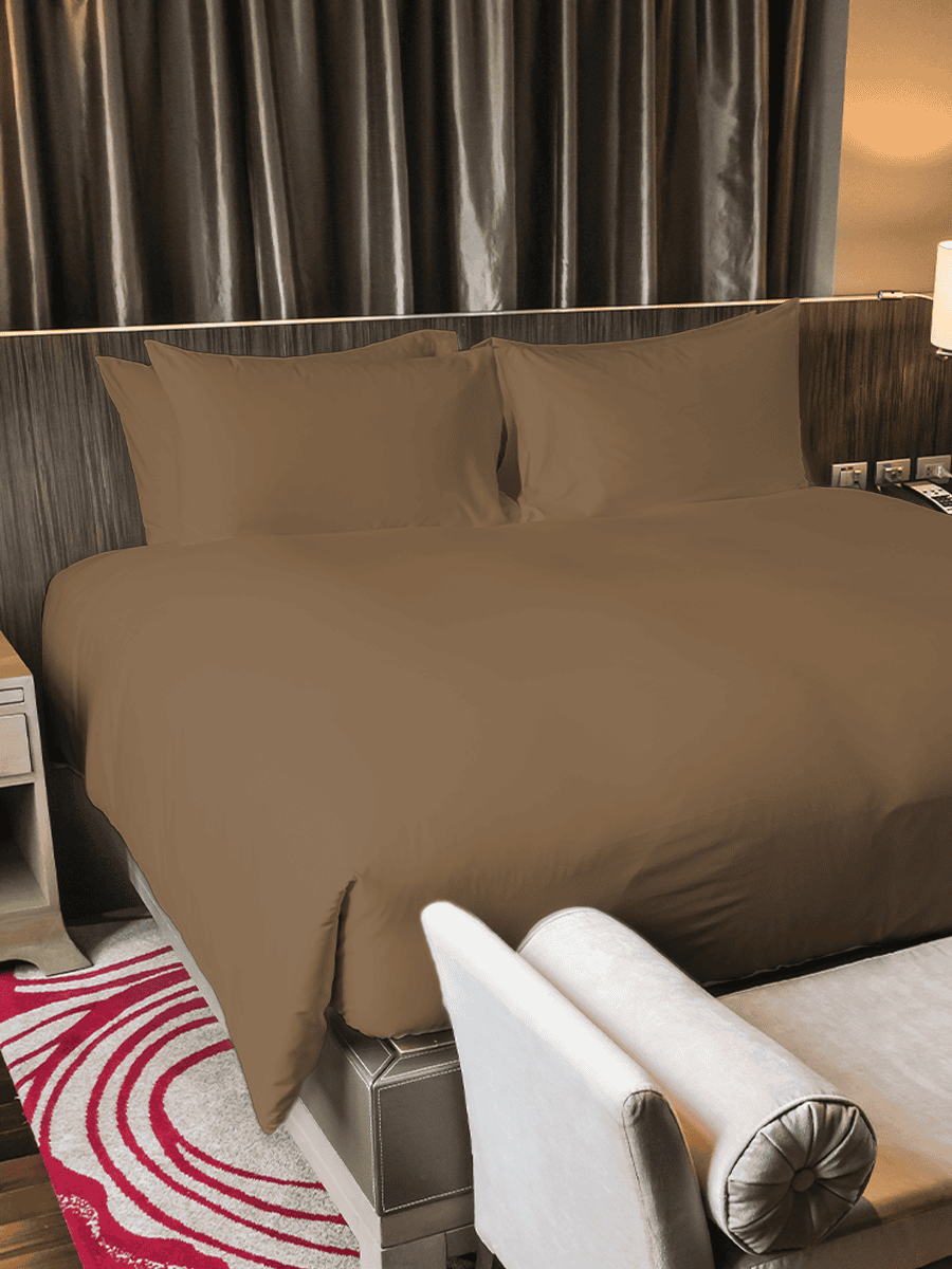 Completo Letto In Puro Cotone Naturale Tinta Unita Essenza - Daltex