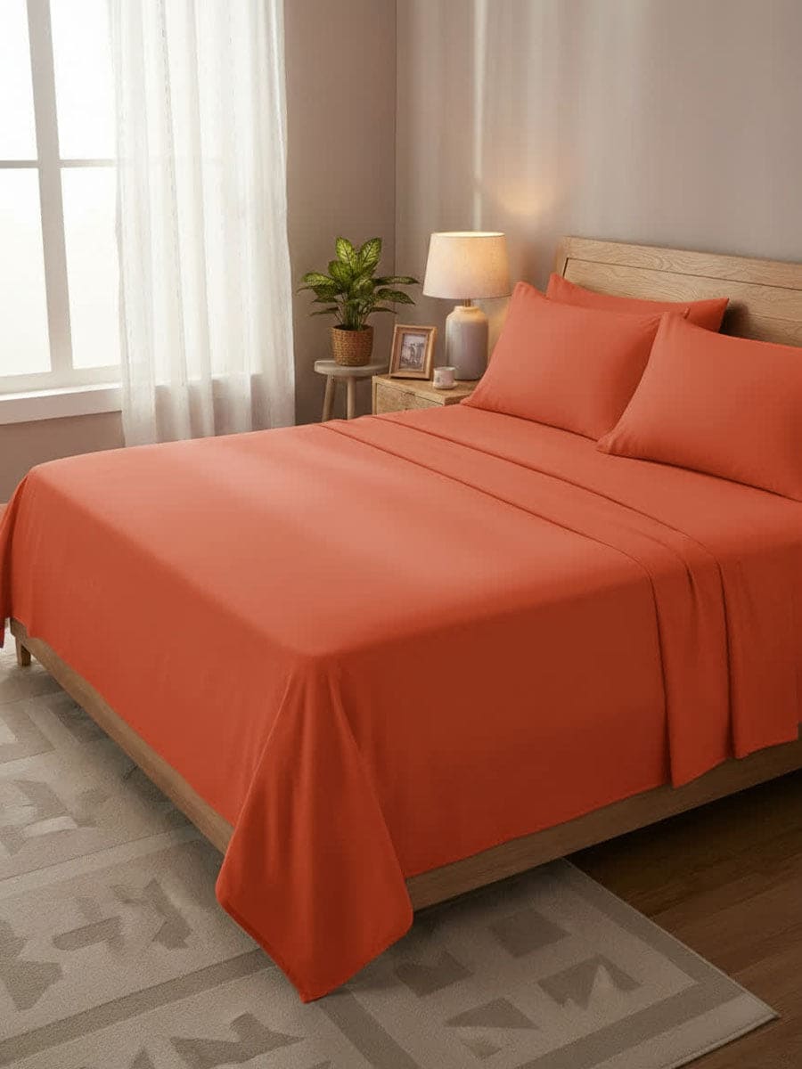 Completo Letto In Puro Cotone Naturale Tinta Unita Essenza - Daltex