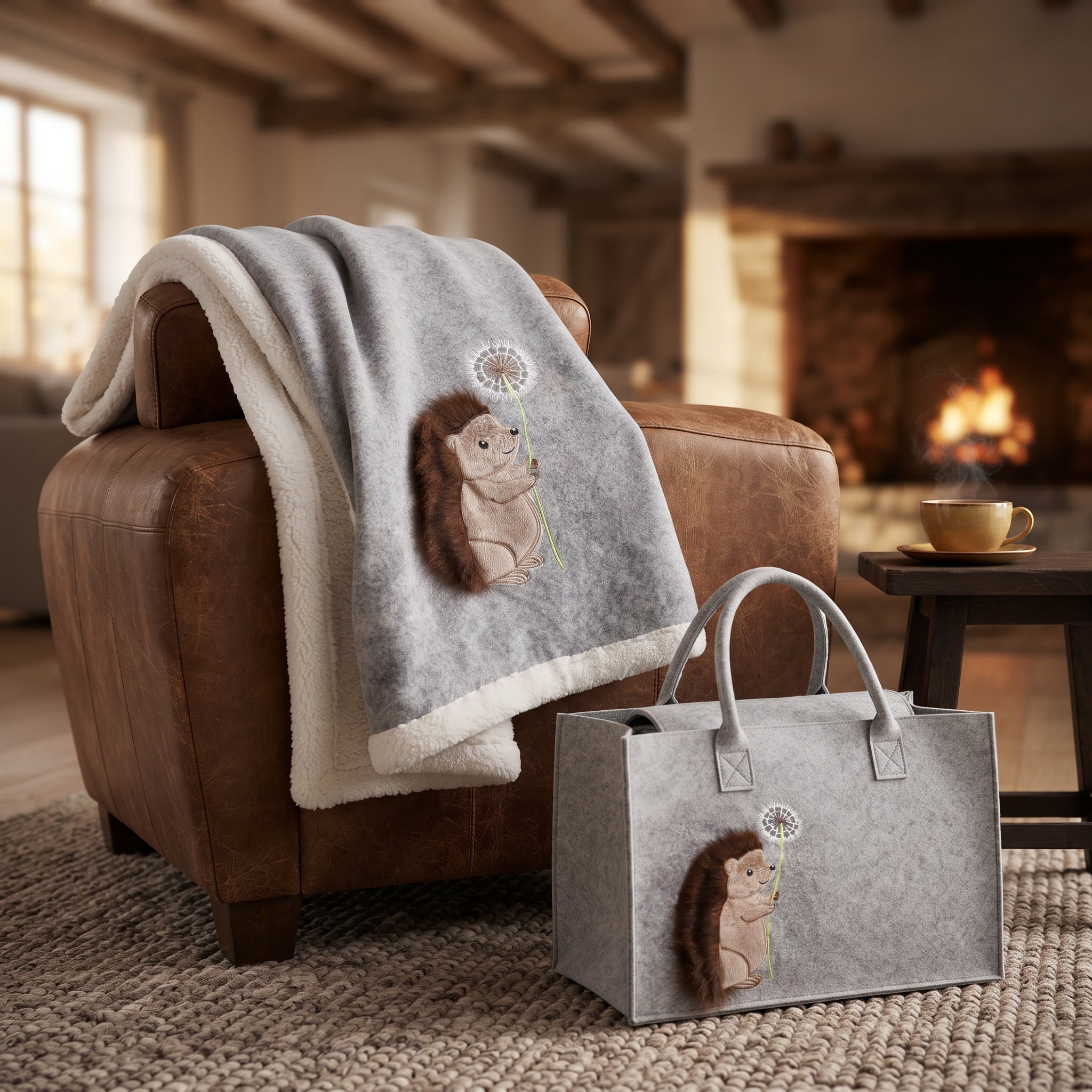 Plaid Morbidotto Friend Riccio Gentile Daunex – 130×160 cm, con Borsa in Feltro