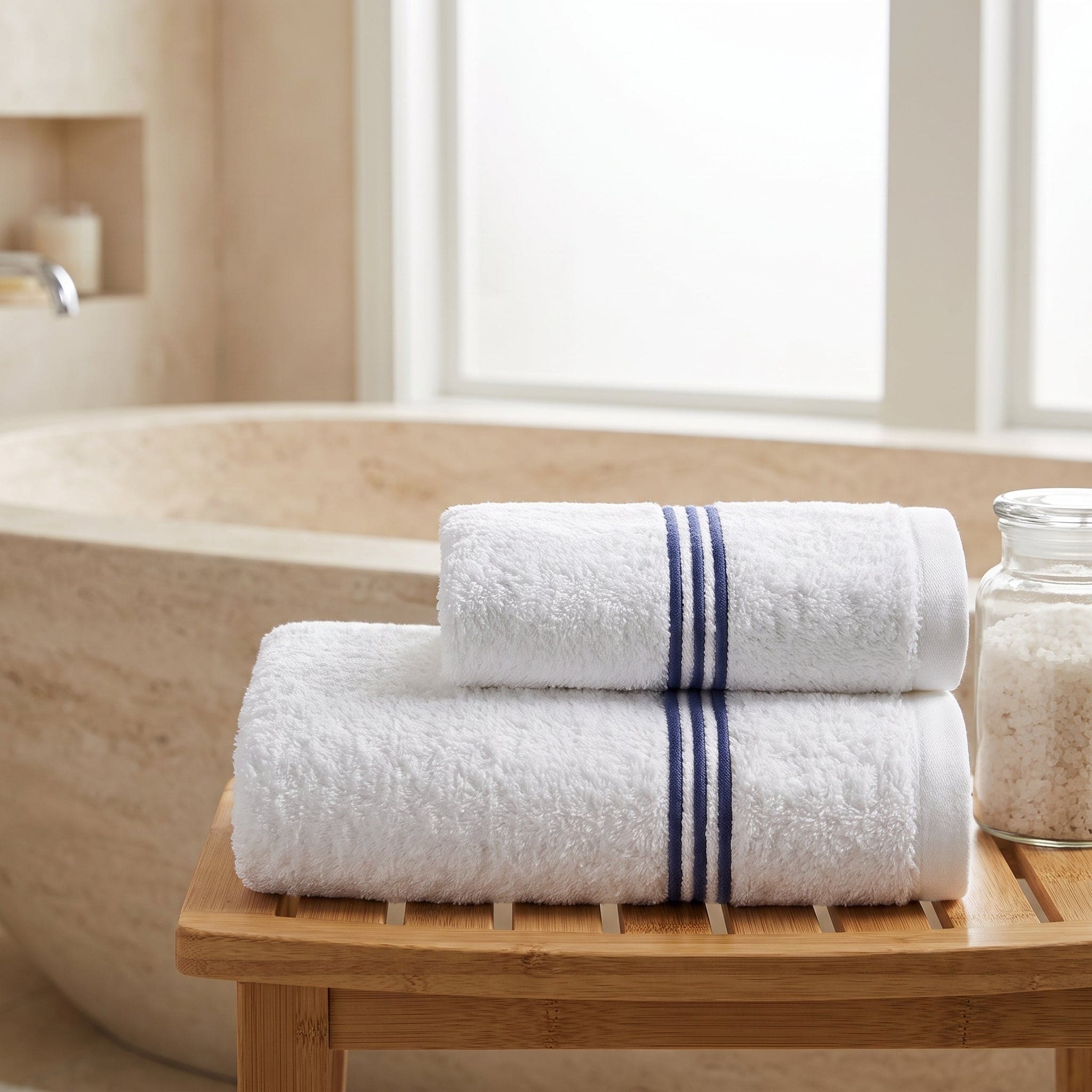 Set Coppiola e Telo Doccia in Spugna Ricamata Luxury 100% Cotone - Daunex