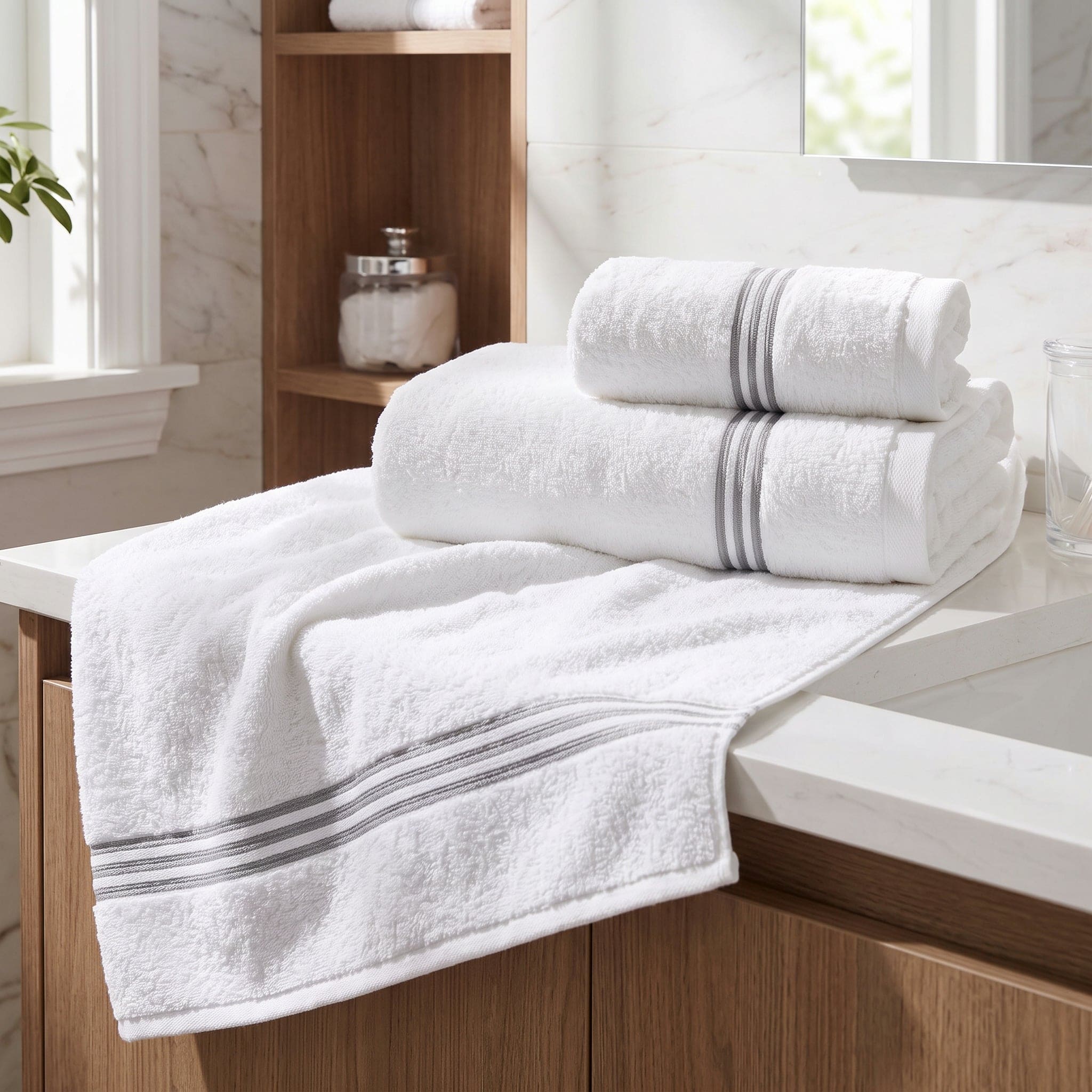 Set Coppiola e Telo Doccia in Spugna Ricamata Luxury 100% Cotone - Daunex