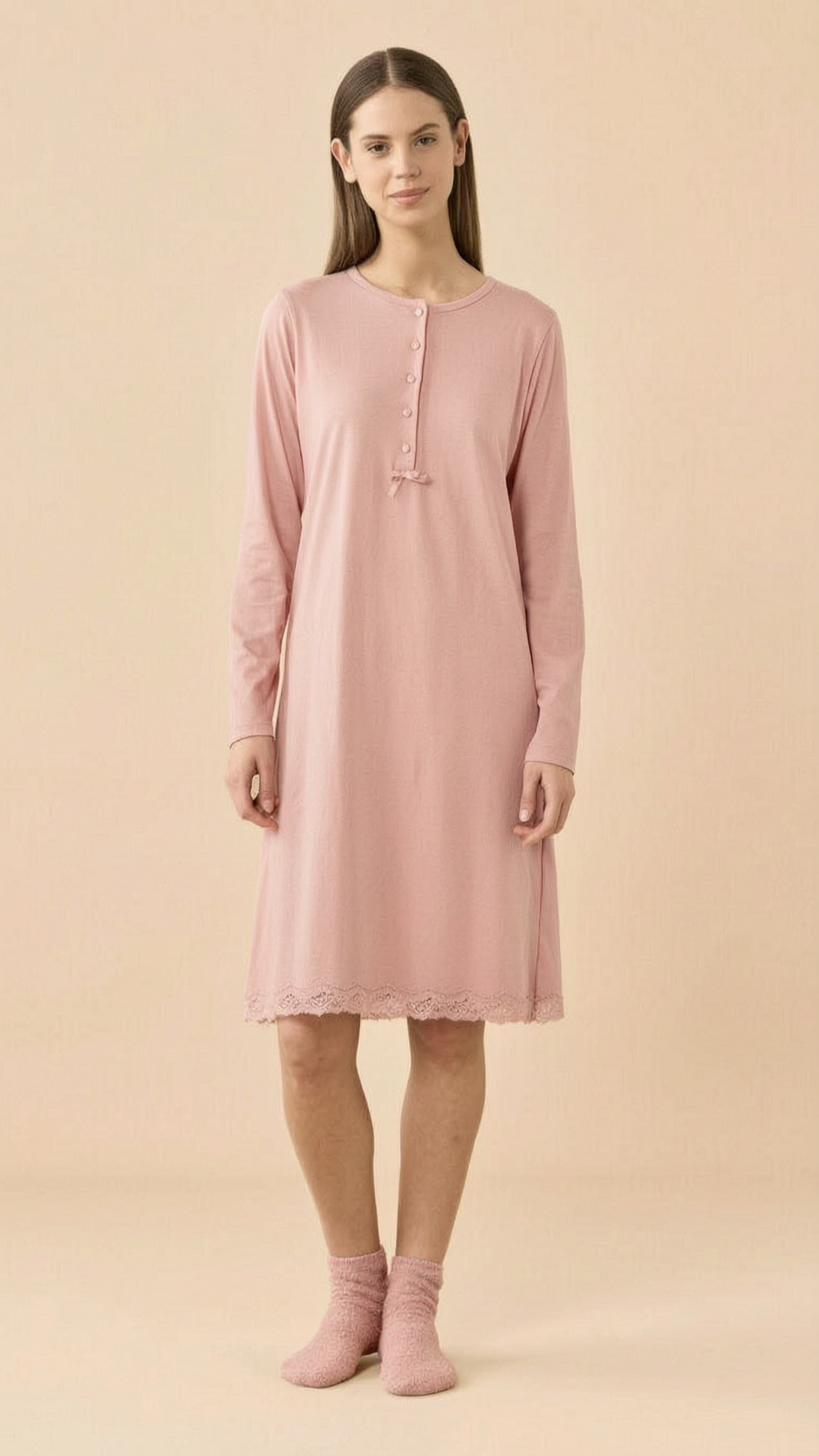Camicia da Notte Donna Plus Jersey Invernale Essential Noidinotte – LA003664