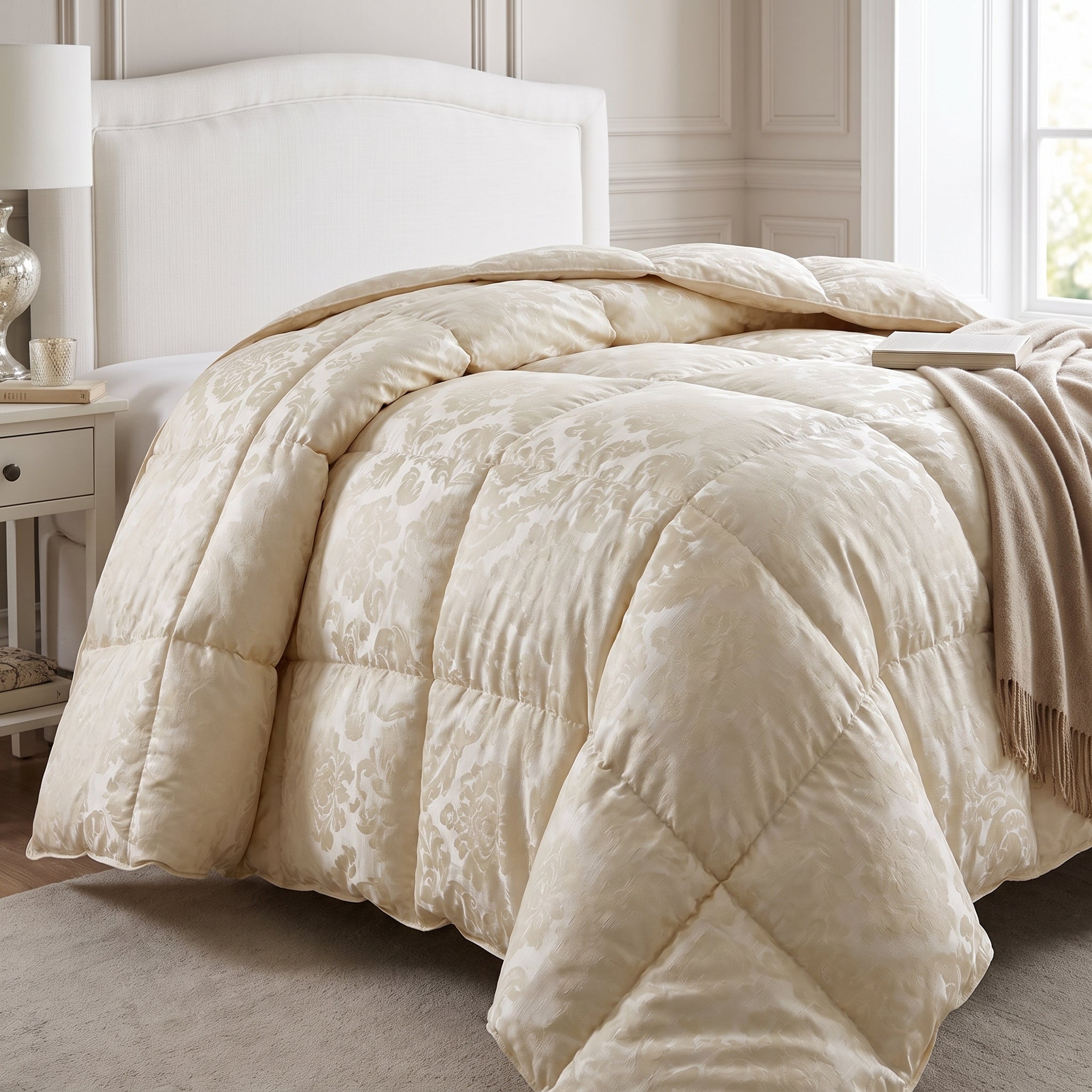 Piumino Matrimoniale Prestige Sestriere 270x260 cm Beige - 100% Piuma d'Oca Ungherese, Made in Italy