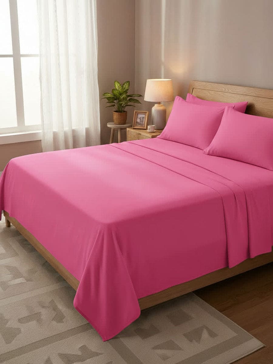 Completo Letto In Puro Cotone Naturale Tinta Unita Essenza - Daltex