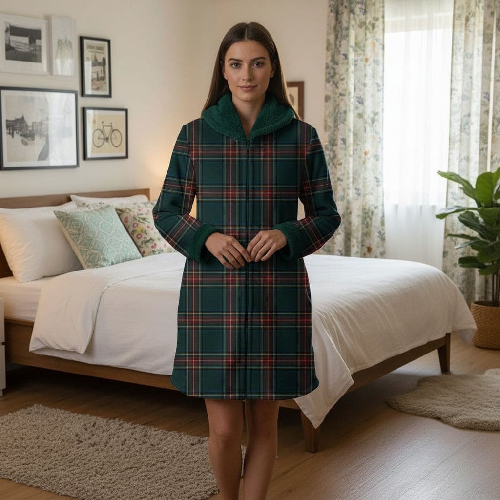 Vestaglia In Micropile Tartan Con Zip - Daunex