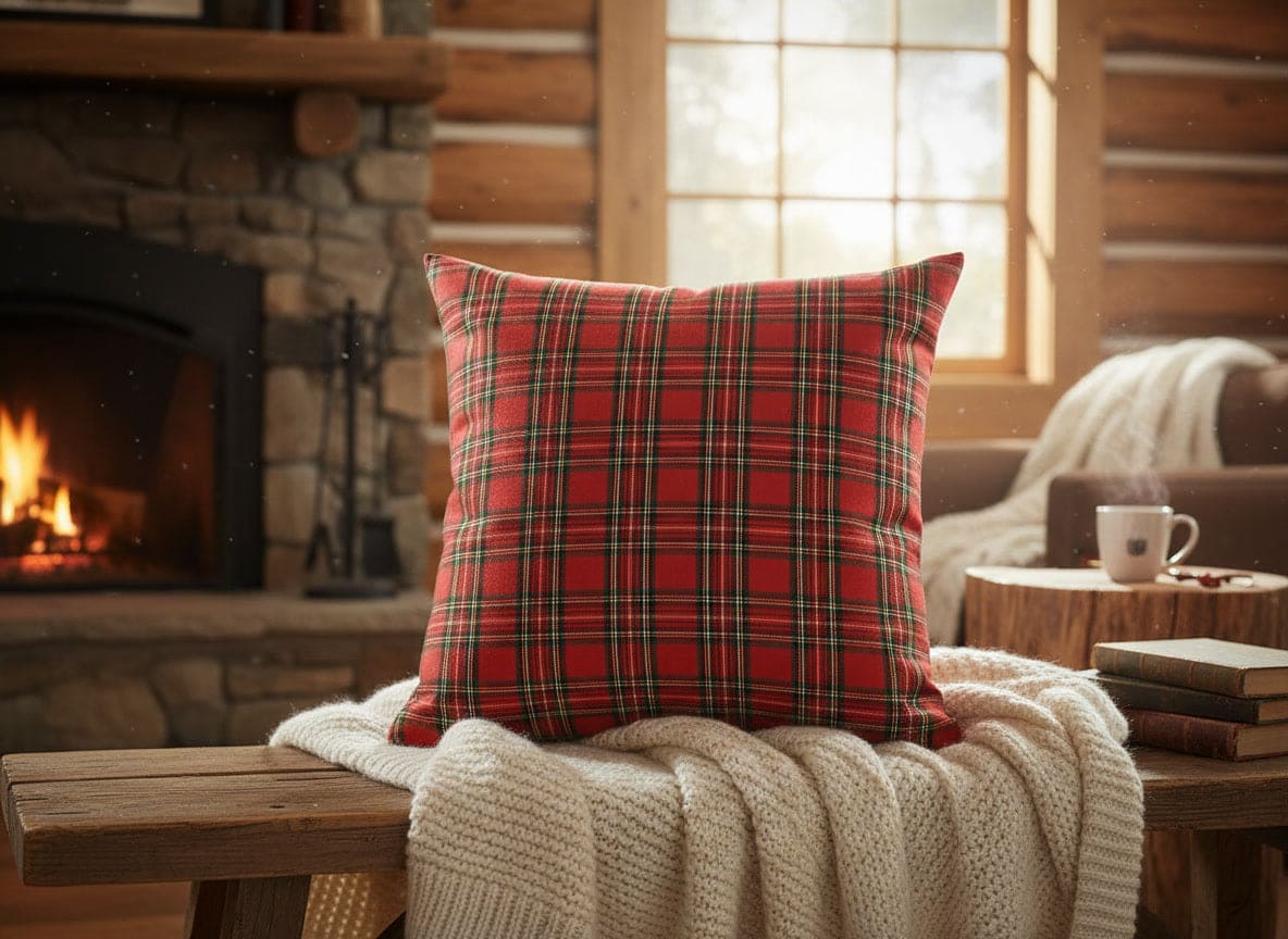 Daunex Fodera Cuscino con zip 100% cotone Tartan