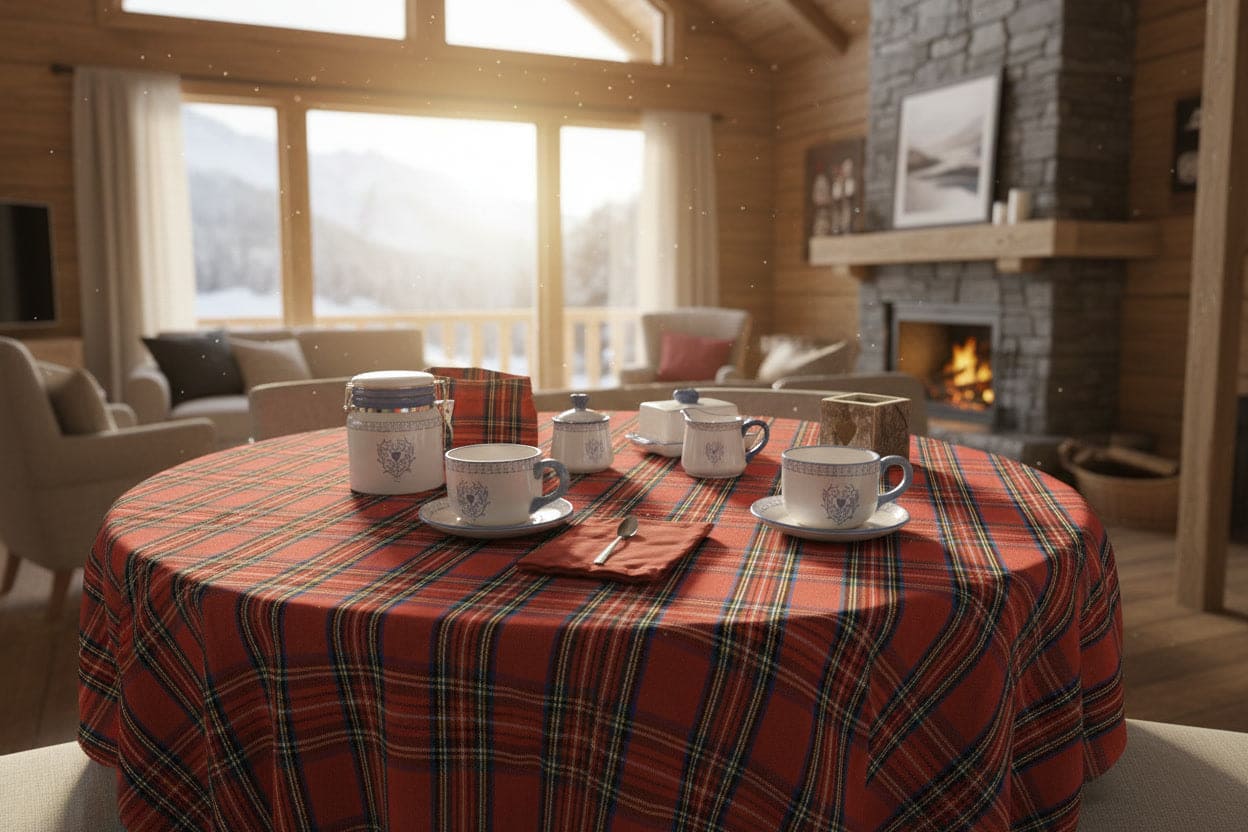 Daunex Tovaglia Rotonda 100% cotone misura 180 Tartan