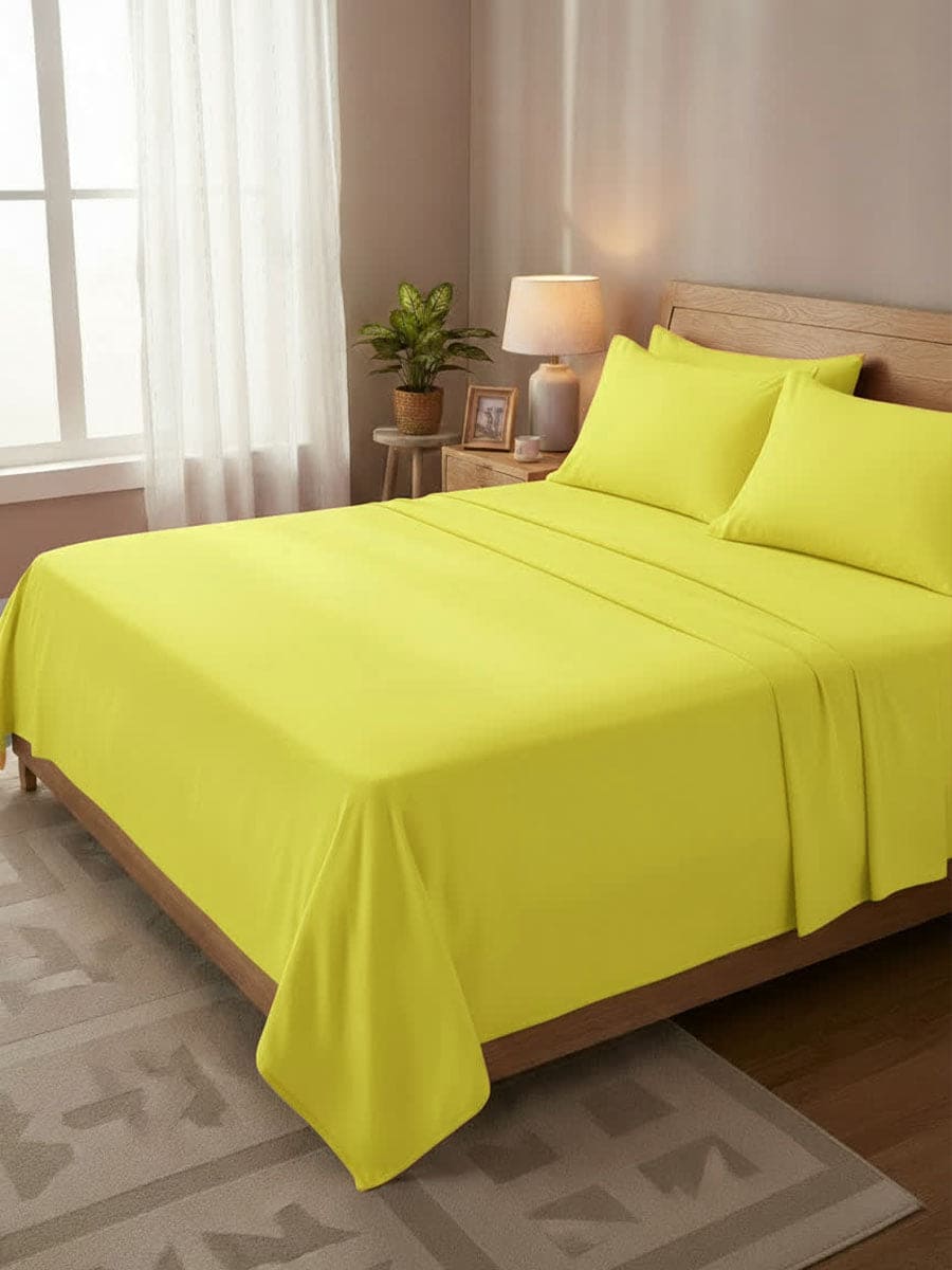 Completo Letto In Puro Cotone Naturale Tinta Unita Essenza - Daltex