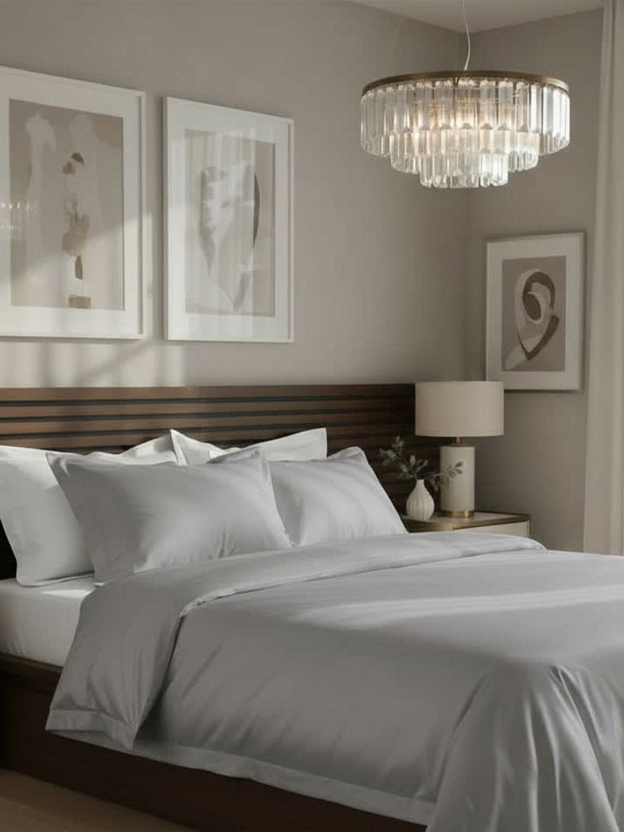 Completo Letto Matrimoniale in Raso di Cotone - NK