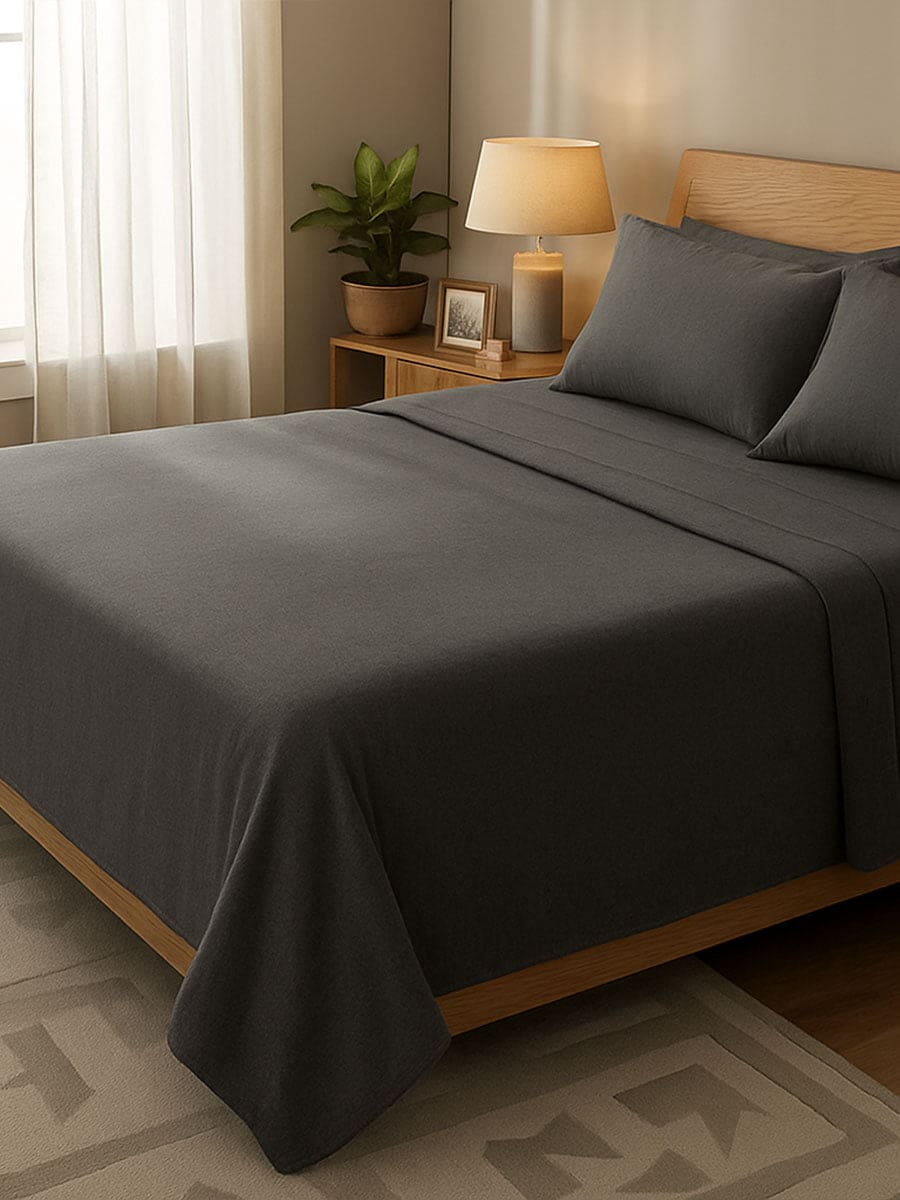 Completo Letto In Puro Cotone Naturale Tinta Unita Essenza - Daltex