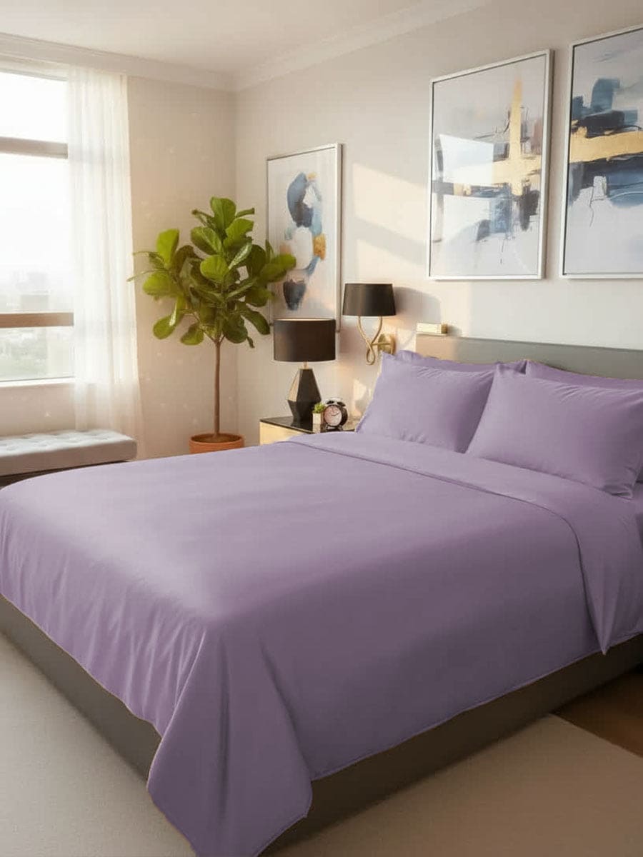 Completo Letto In Raso Di Puro Cotone Camelia - Daltex