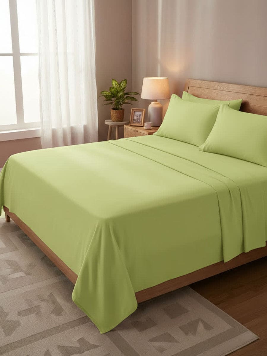 Completo Letto In Puro Cotone Naturale Tinta Unita Essenza - Daltex