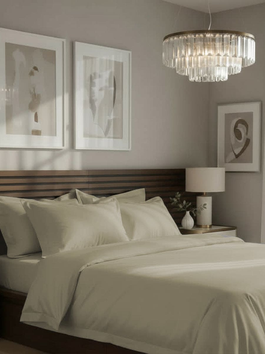 Completo Letto Matrimoniale in Raso di Cotone - NK