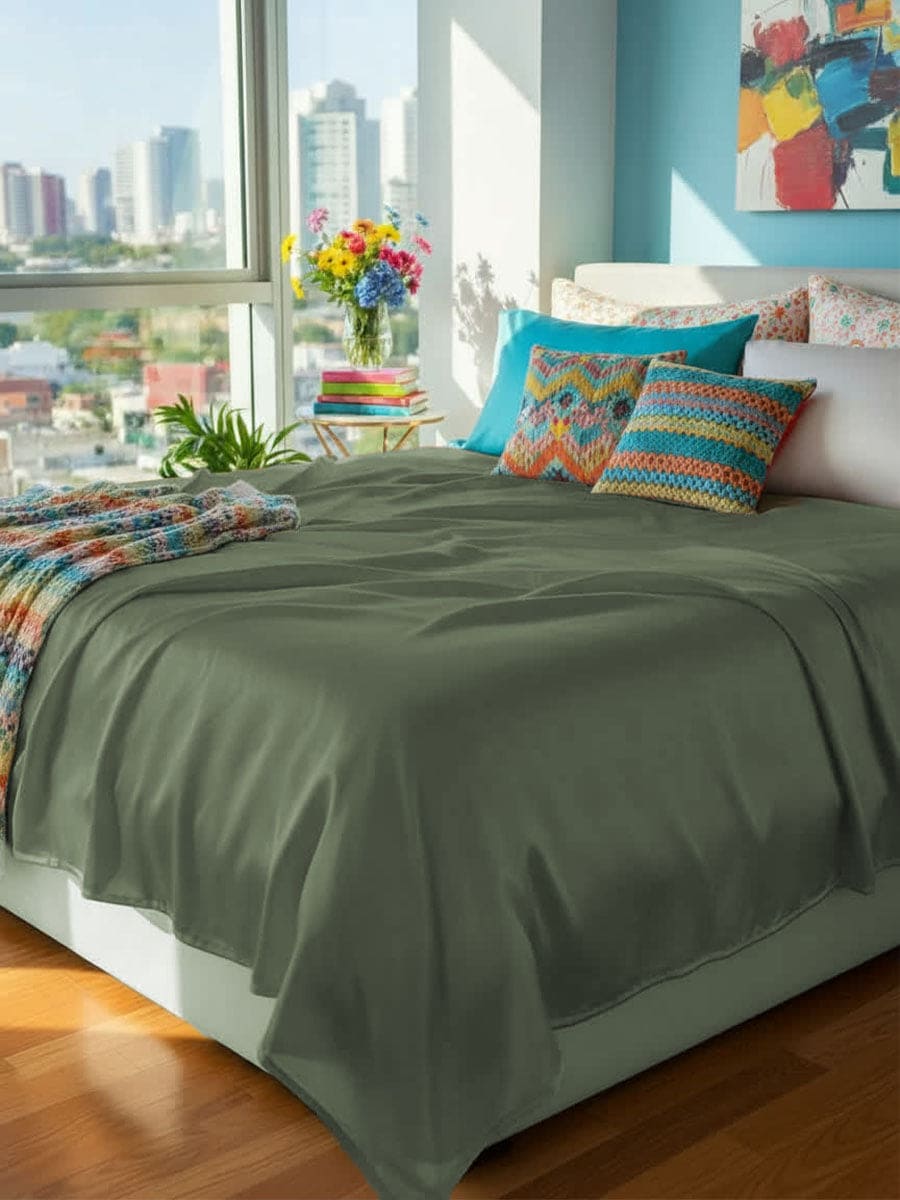 Lenzuolo Sopra In Puro Cotone Naturale Tinta Unita Essenza - Daltex