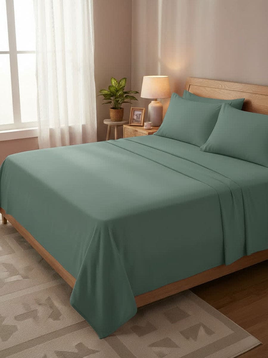 Completo Letto In Puro Cotone Naturale Tinta Unita Essenza - Daltex