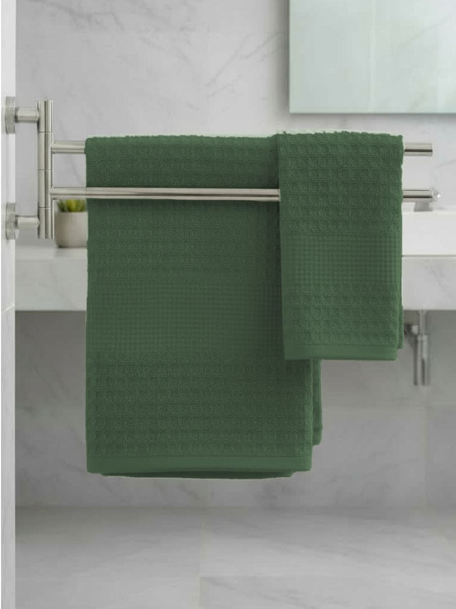 Coppia Asciugamani In Cotone Naturale Nido Tinta Unita - Daltex