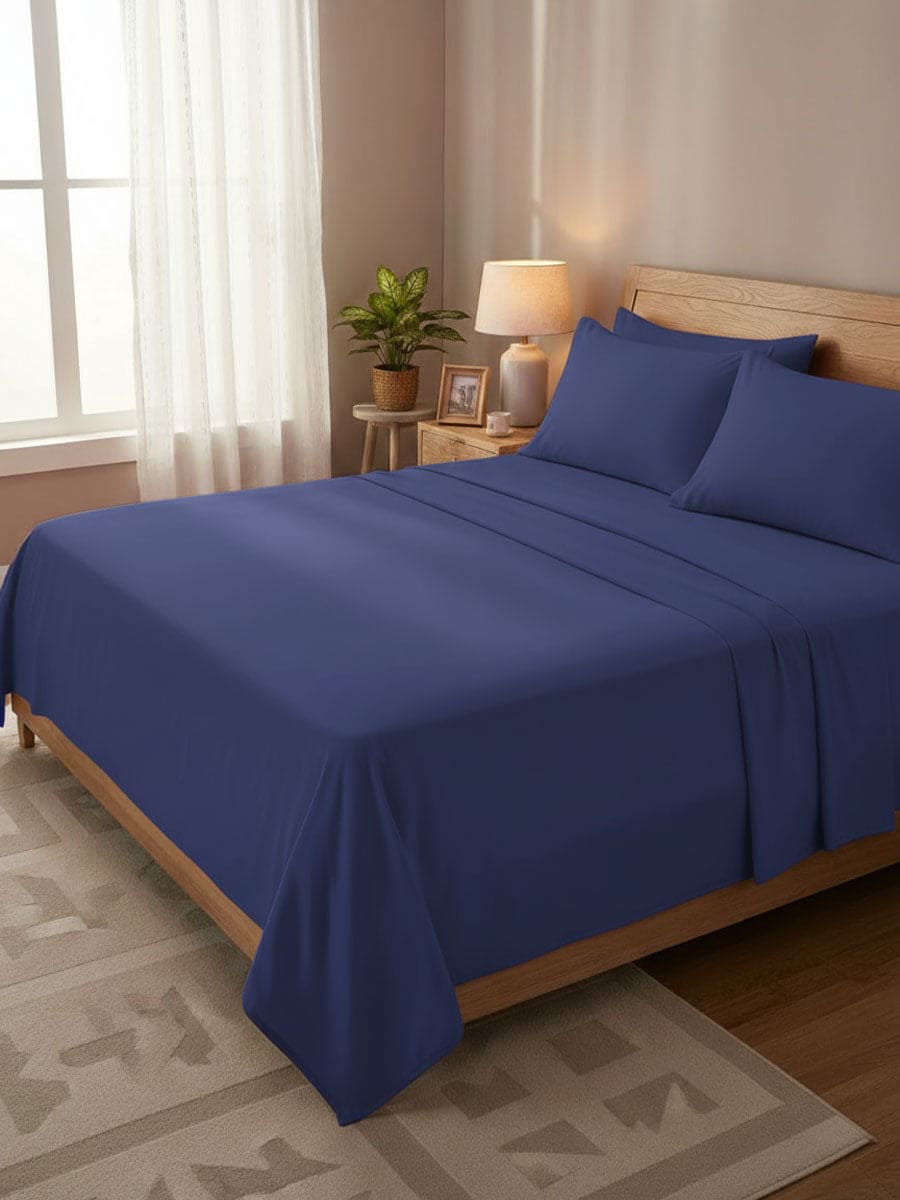 Completo Letto In Puro Cotone Naturale Tinta Unita Essenza - Daltex