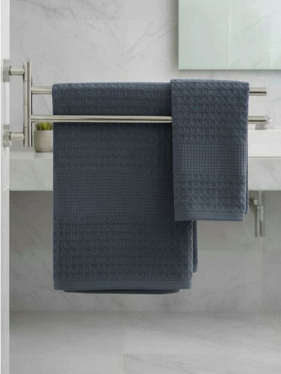 Coppia Asciugamani In Cotone Naturale Nido Tinta Unita - Daltex