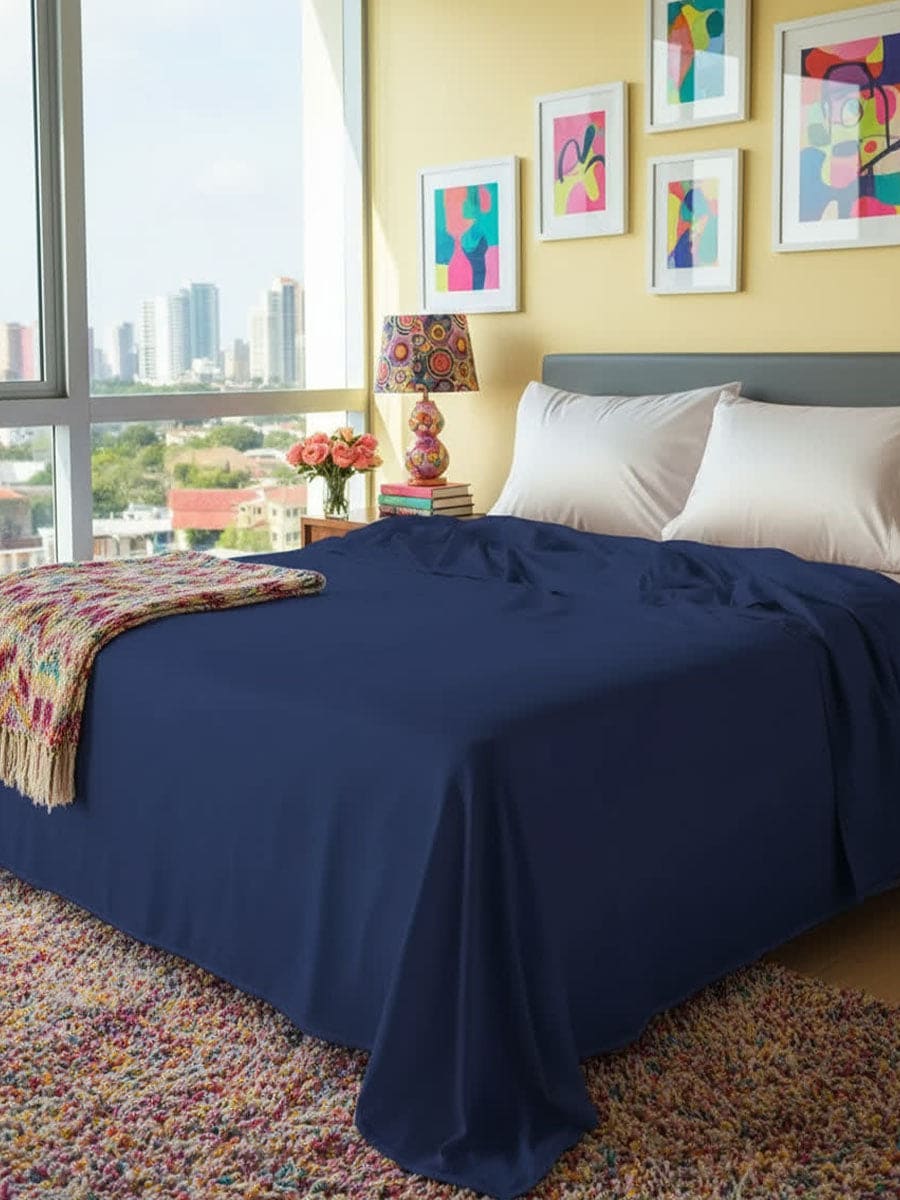 Lenzuolo Sopra In Puro Cotone Naturale Tinta Unita Essenza - Daltex