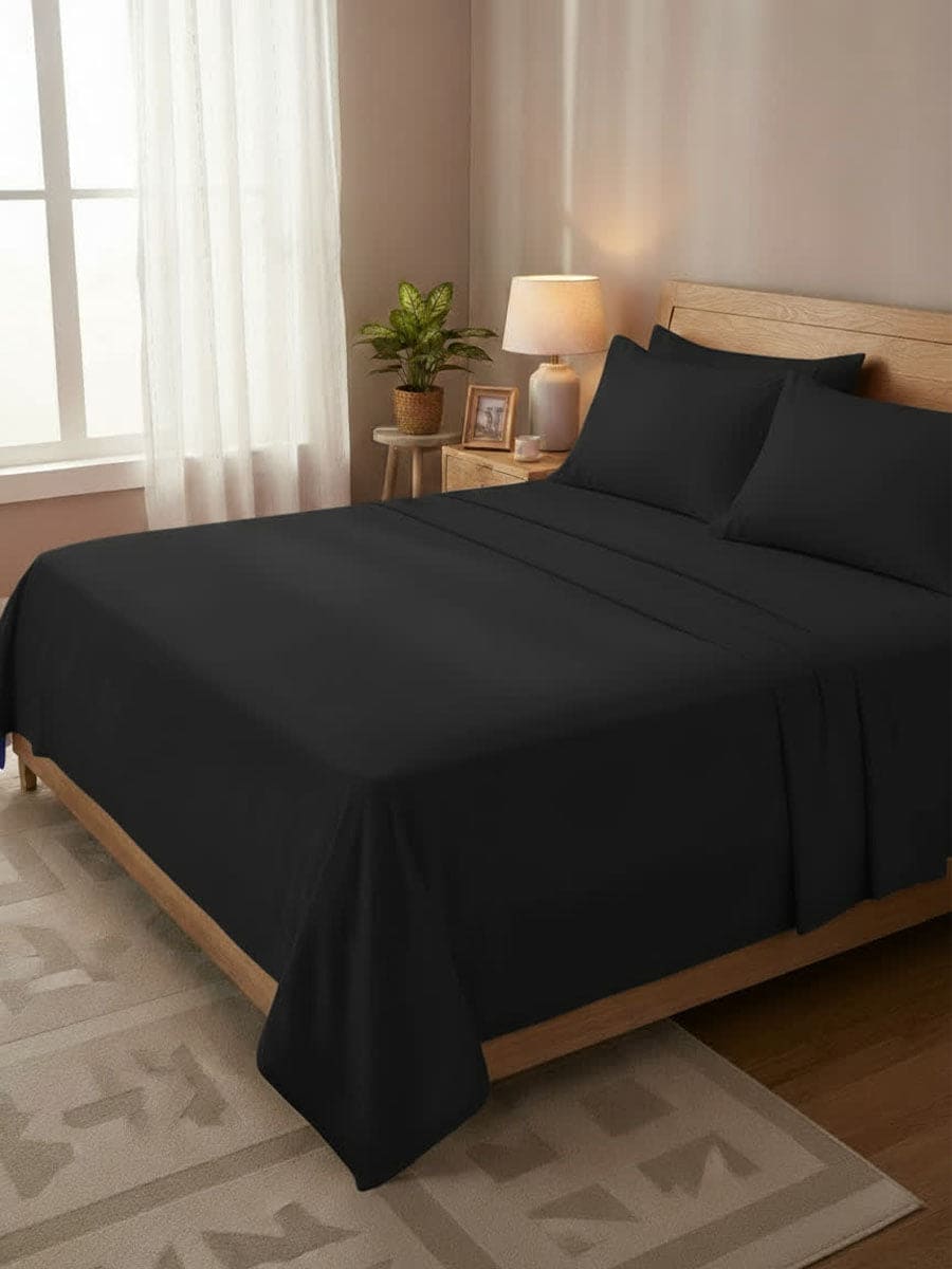 Completo Letto In Puro Cotone Naturale Tinta Unita Essenza - Daltex