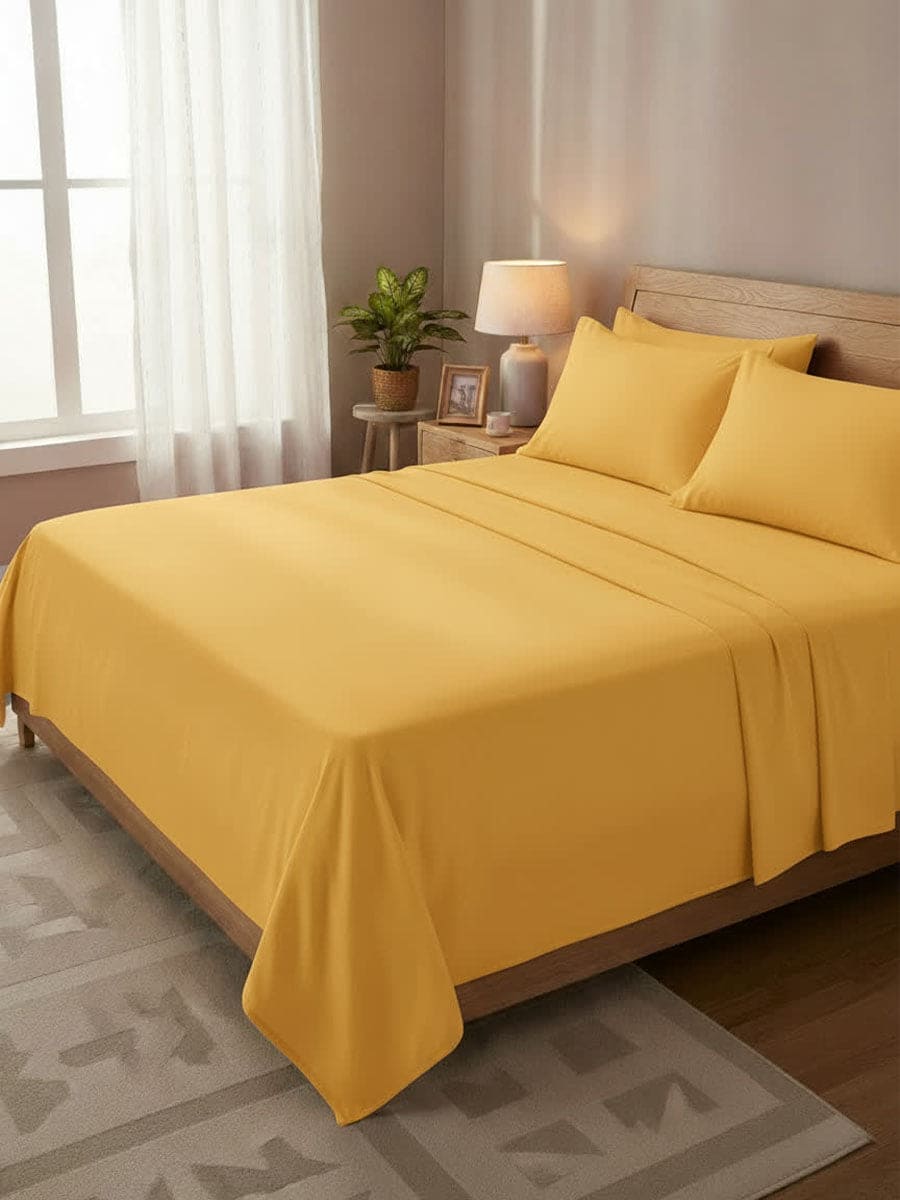 Completo Letto In Puro Cotone Naturale Tinta Unita Essenza - Daltex