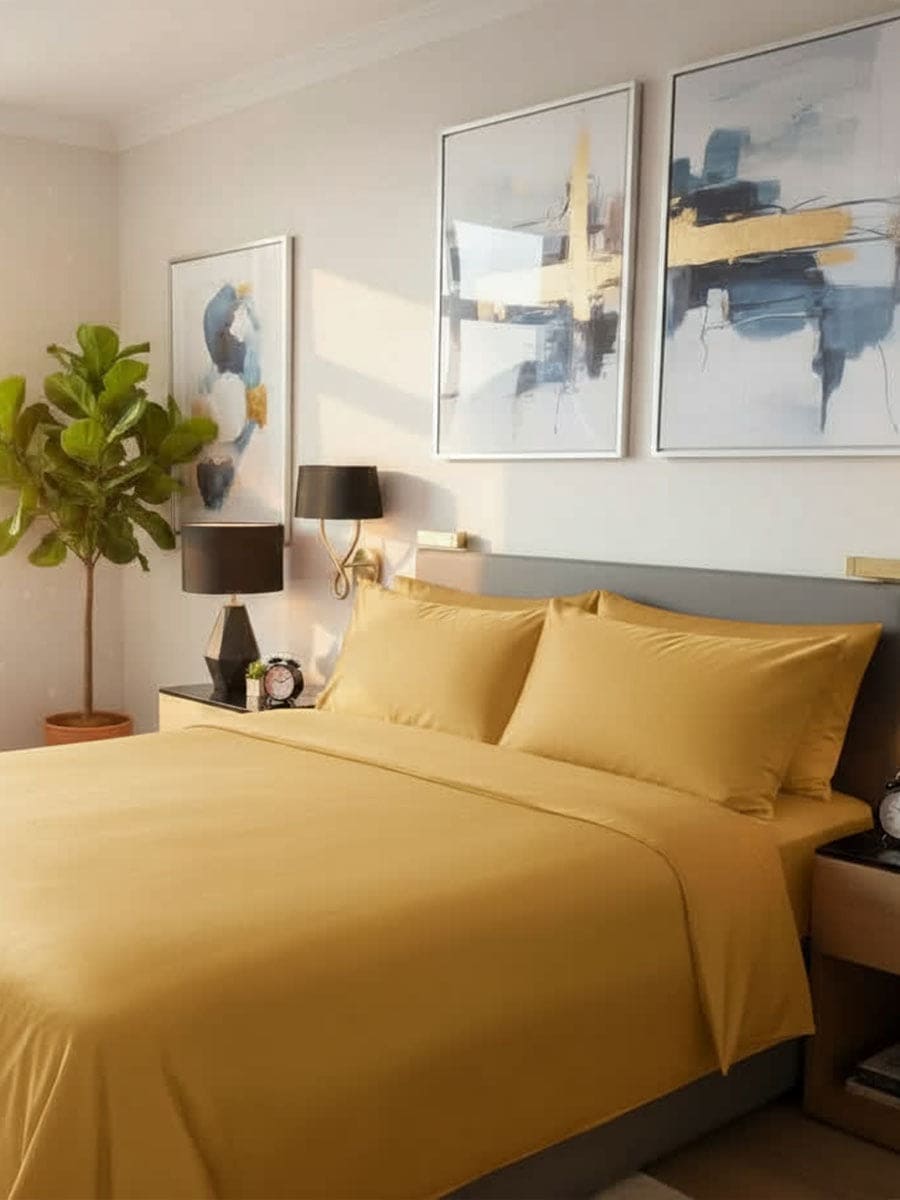 Completo Letto In Raso Di Puro Cotone Camelia - Daltex