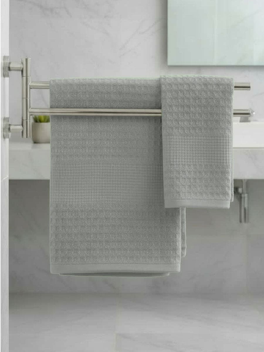 Coppia Asciugamani In Cotone Naturale Nido Tinta Unita - Daltex