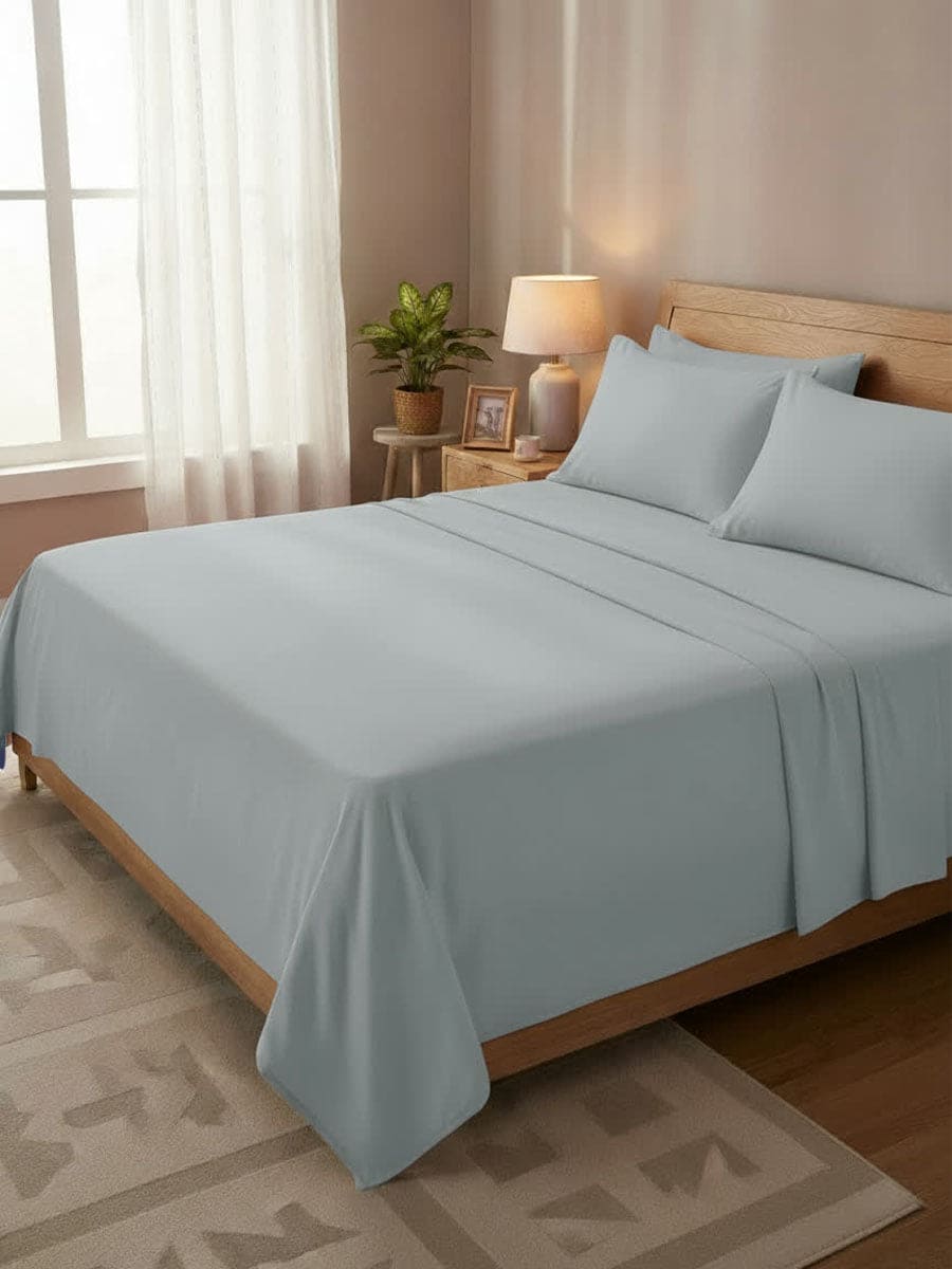 Completo Letto In Puro Cotone Naturale Tinta Unita Essenza - Daltex