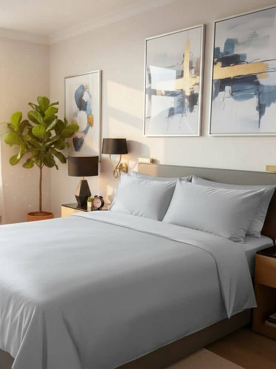 Completo Letto In Raso Di Puro Cotone Camelia - Daltex