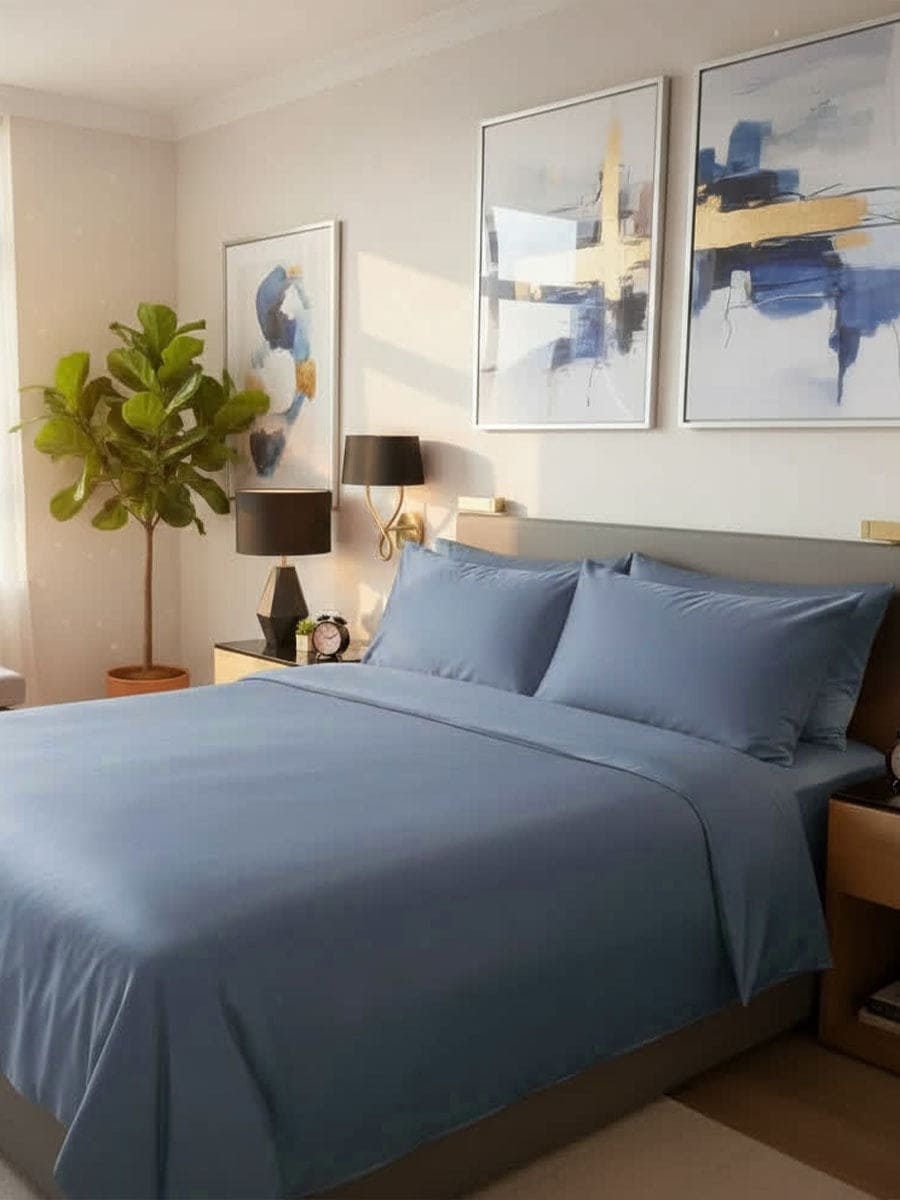 Completo Letto In Raso Di Puro Cotone Camelia - Daltex