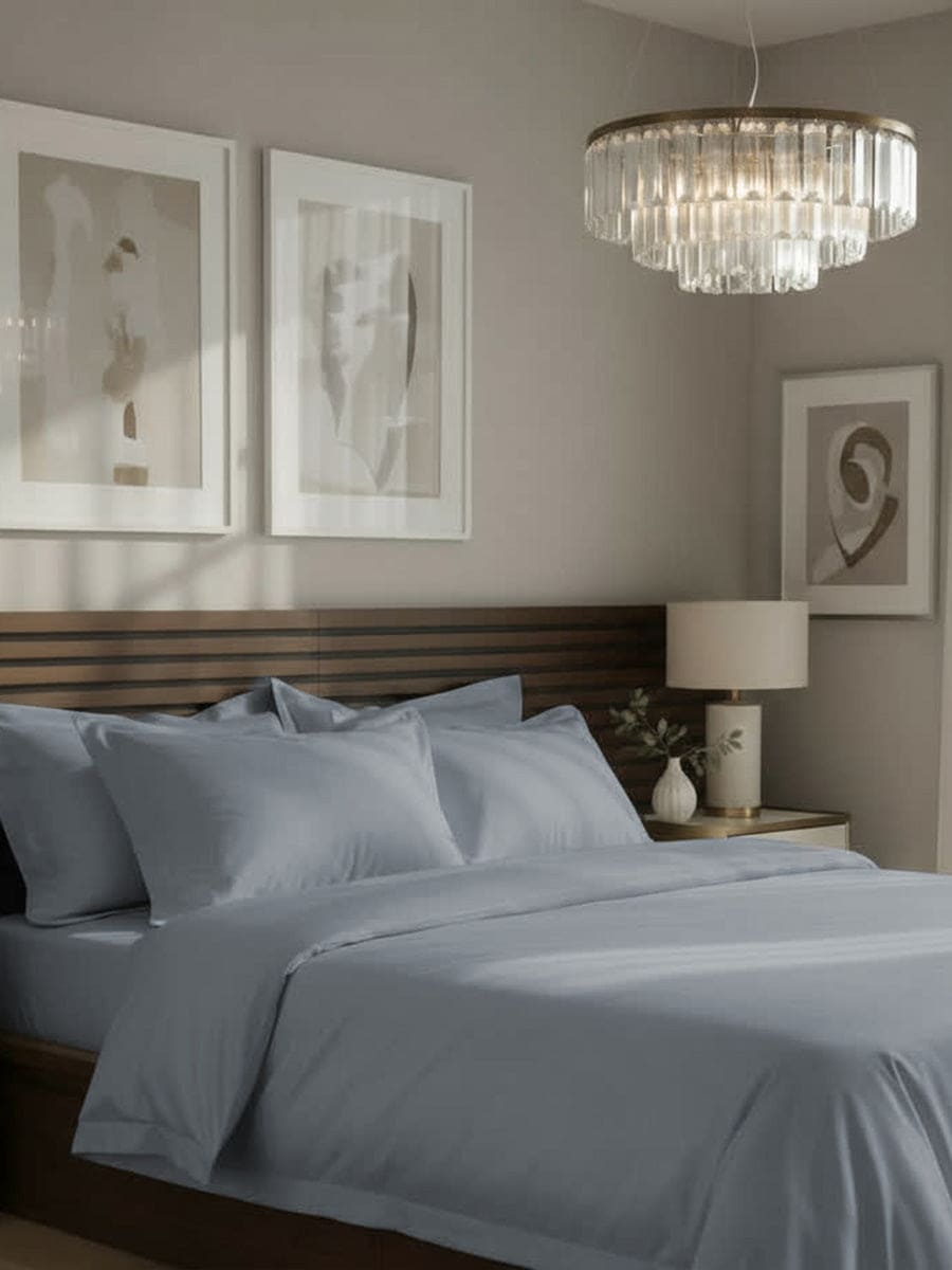 Completo Letto Matrimoniale in Raso di Cotone - NK