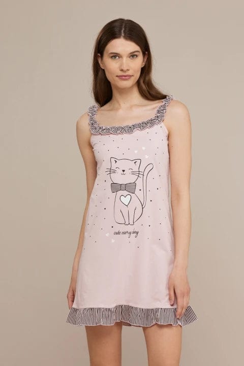 Camicia da notte da donna con gattino Noidinotte LA2756
