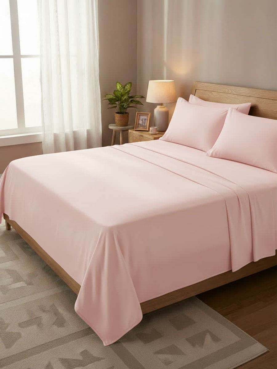 Completo Letto In Puro Cotone Naturale Tinta Unita Essenza - Daltex