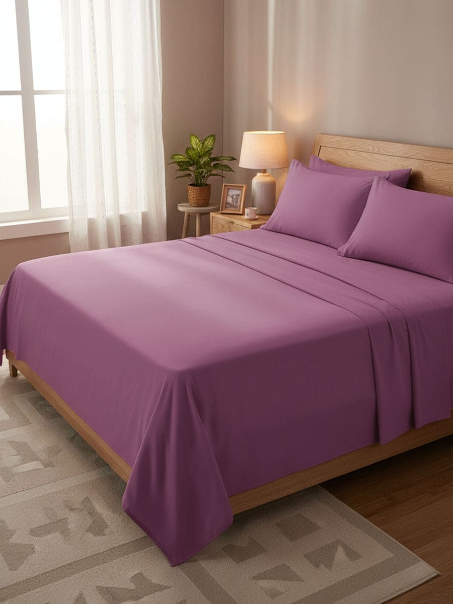 Completo Letto In Puro Cotone Naturale Tinta Unita Essenza - Daltex