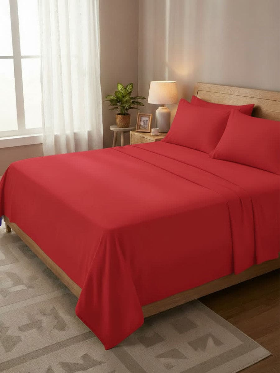 Completo Letto In Puro Cotone Naturale Tinta Unita Essenza - Daltex