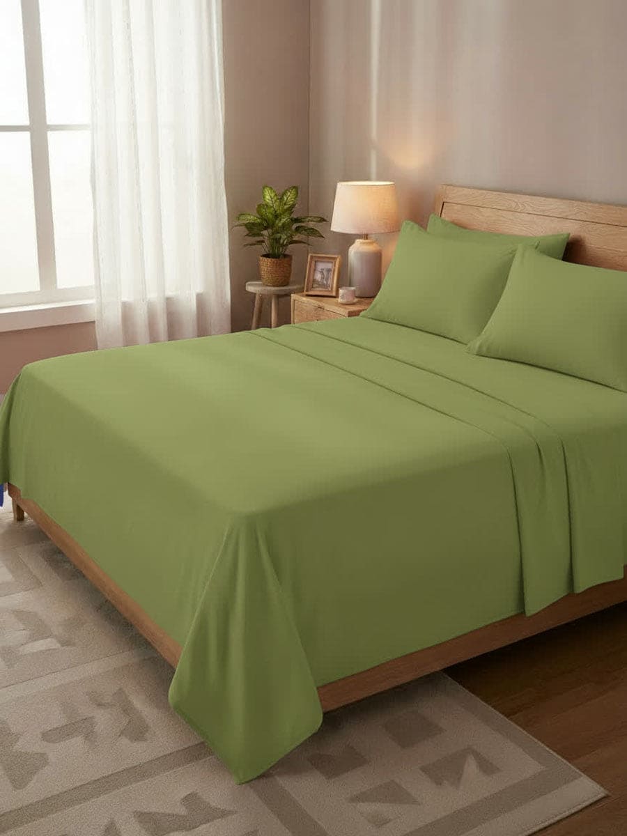 Completo Letto In Puro Cotone Naturale Tinta Unita Essenza - Daltex