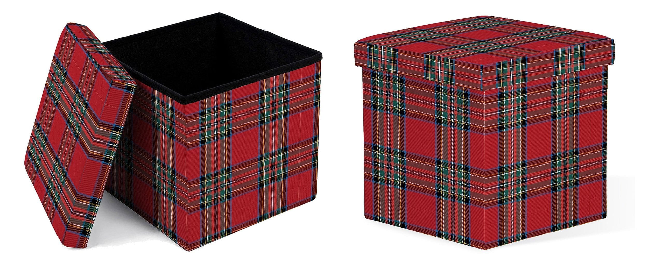 pouf contenitore similpelle Tartan rosso Daunex