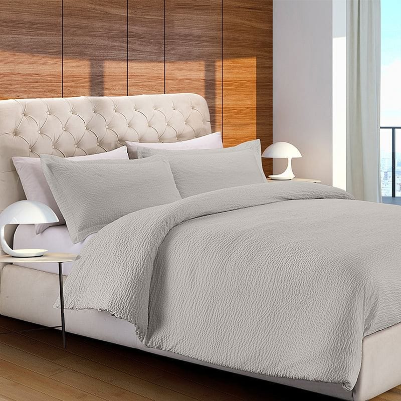 Parure copripiumino in puro cotone no stiro - Seersucker - 9 colori