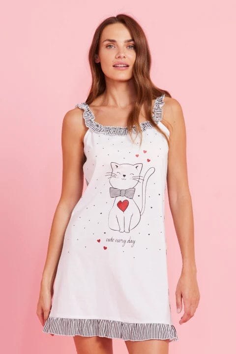 Camicia da notte da donna con gattino Noidinotte LA2756