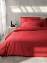 completo copripiumino in raso NK satin lux rosso. Federe, lenzuolo di sotto, sacco copripiumino.
