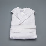 Accappatoio unisex  in nido d'ape per donna e uomo con cappuccio
