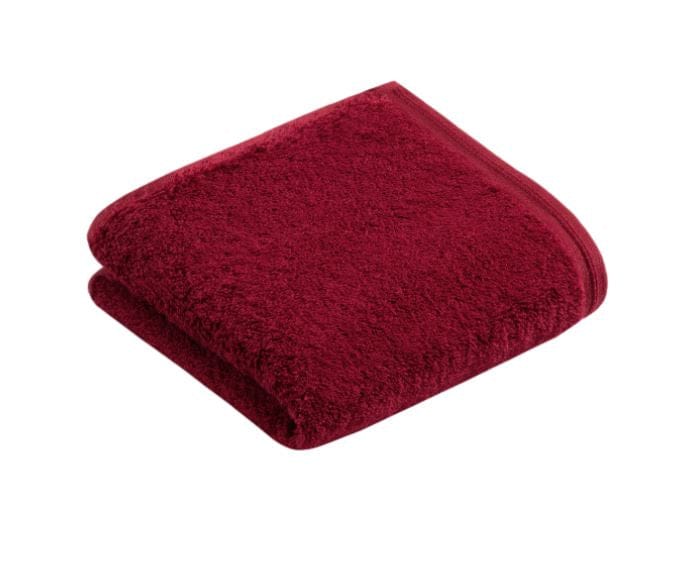 asciugamano color rosso rubino in cotone vegano. Disponibile sia l'asciugamano viso che l'asciugamano per il bidet