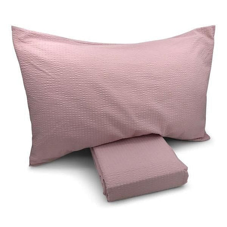 Completo letto cipria effetto no stiro bianco con lenzuolo di sopra, lenzuolo di sotto e federe. Singolo, piazza e mezza e matrimoniale.