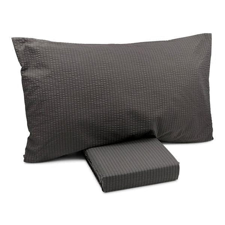 Completo letto grigio antracite effetto no stiro bianco con lenzuolo di sopra, lenzuolo di sotto e federe. Singolo, piazza e mezza e matrimoniale.