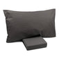 Completo letto grigio antracite effetto no stiro bianco con lenzuolo di sopra, lenzuolo di sotto e federe. Singolo, piazza e mezza e matrimoniale.